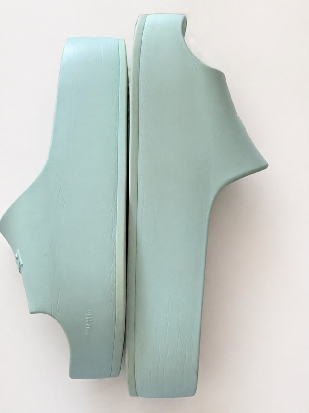 Authentic BALENCIAGA Pool Rubber Womens Chunky Slide Logo Sandals 40 Green Aqua - Picture 11 of 12